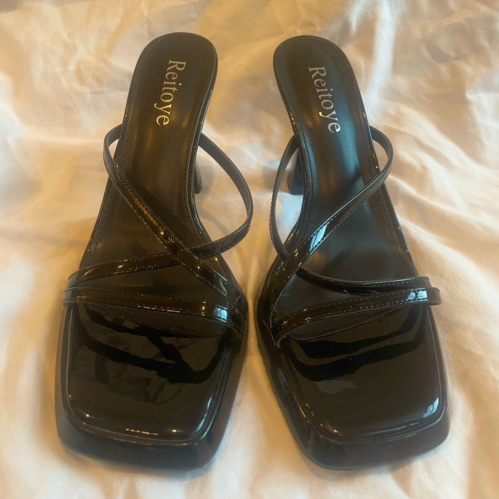 Black Heeled Mules